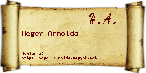 Heger Arnolda névjegykártya